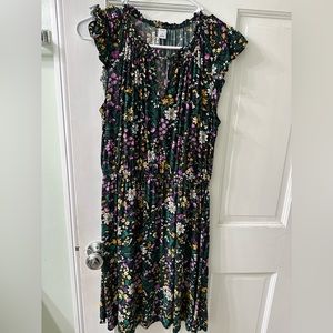 Old Navy Waist-defined Black Floral Dress